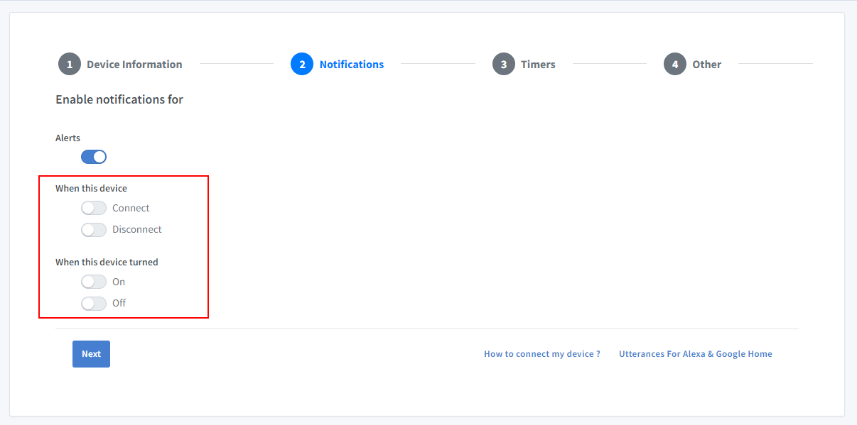 Sinric Pro online offline push notifications