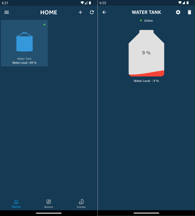 Sinric Pro water tank app